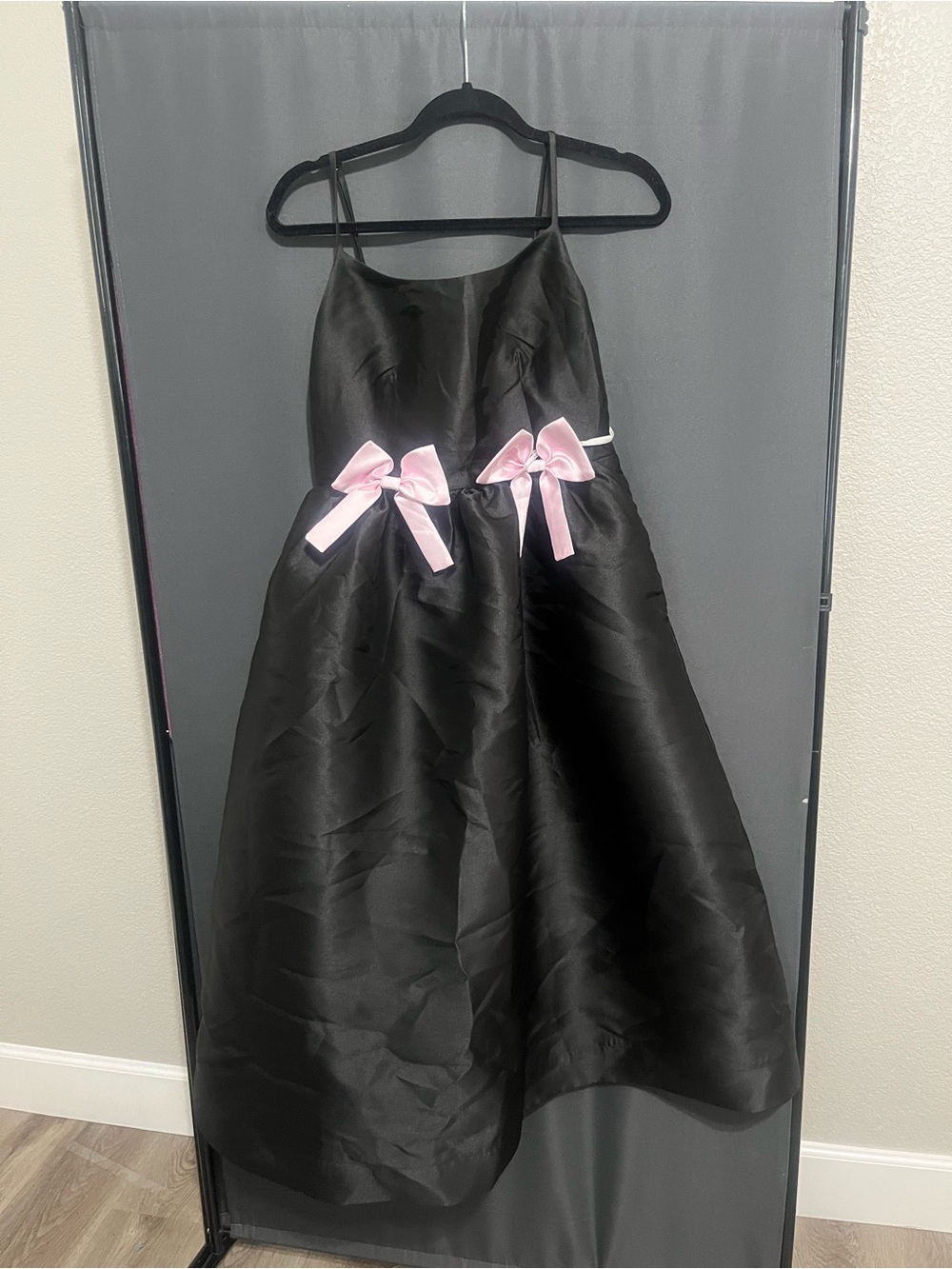 Lulus black taffeta Party Dress with Pink Bows